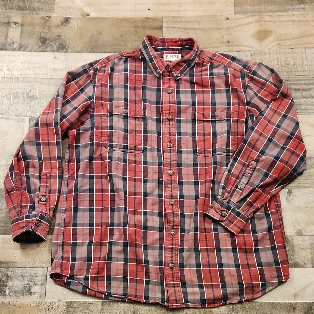 Duluth Trading Free Swingin' Flannel Mens Extra Large Tall Red Black Plaid